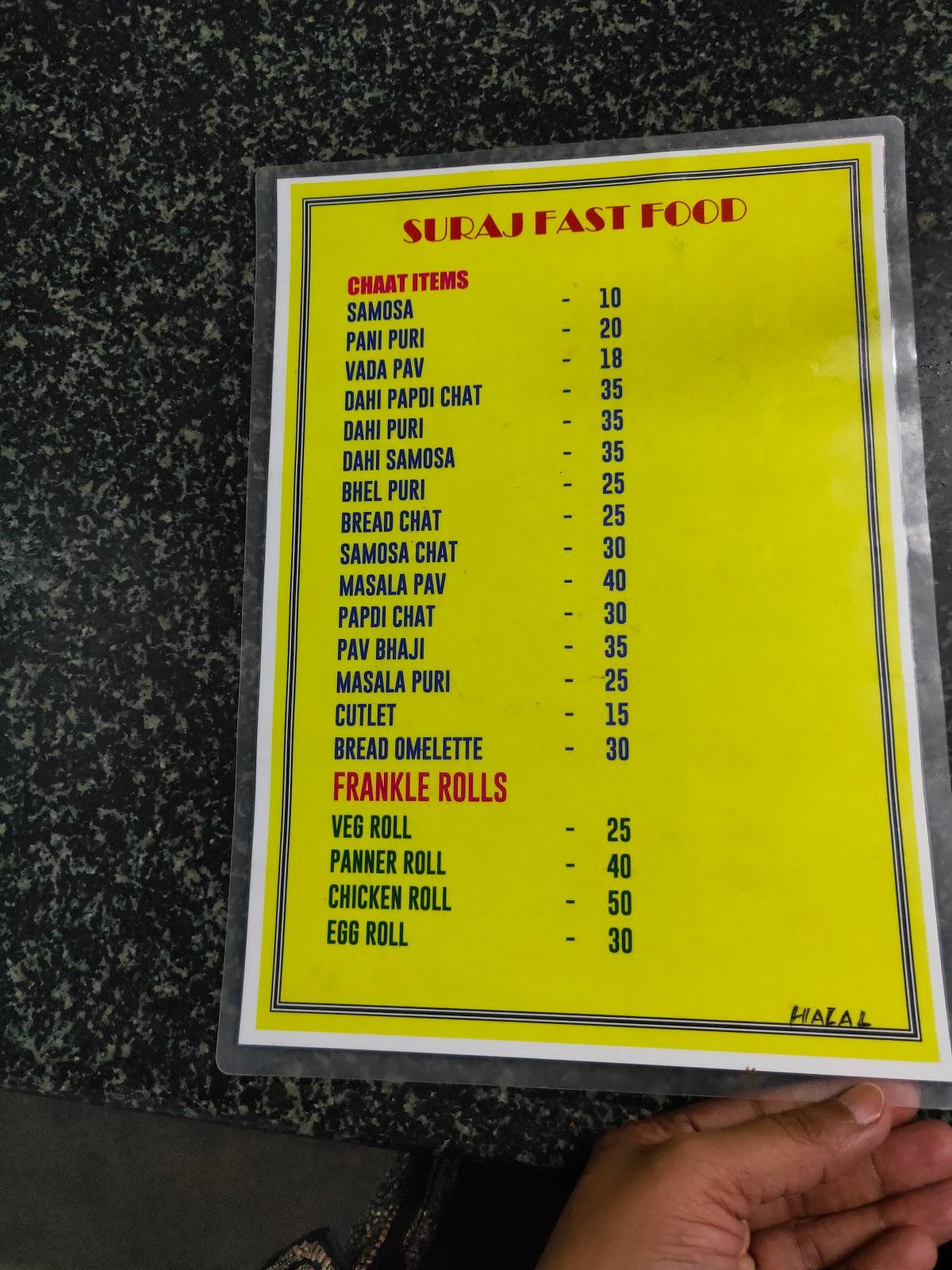 Menu At Suraj Fast Food Pattabiram