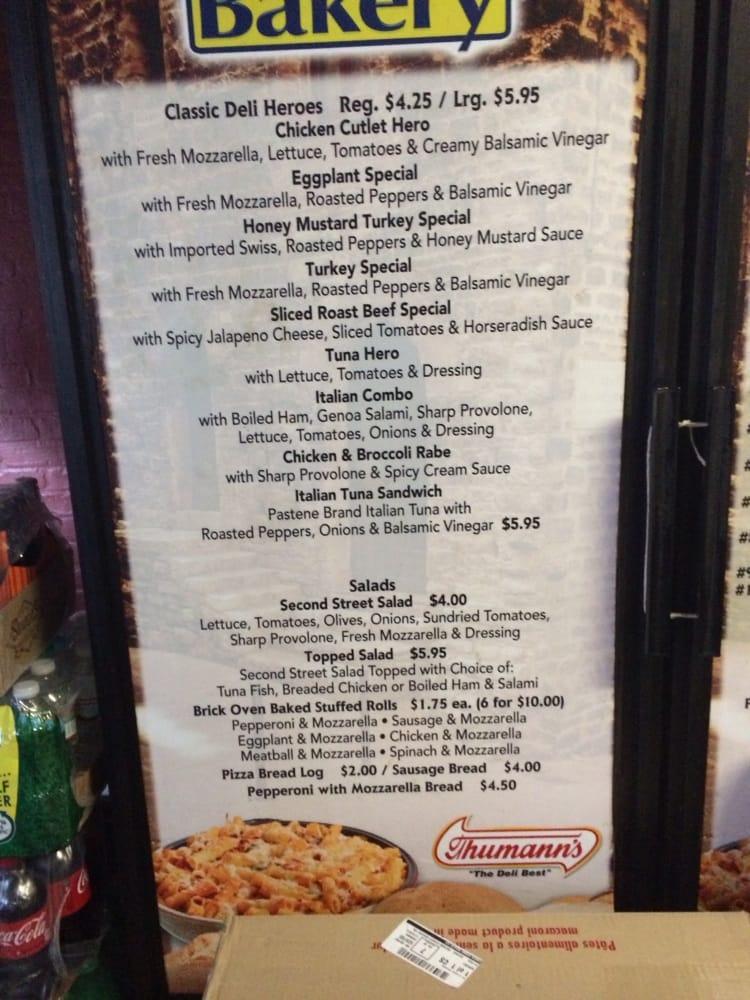 Menu at Second Street Bakery, Jersey City