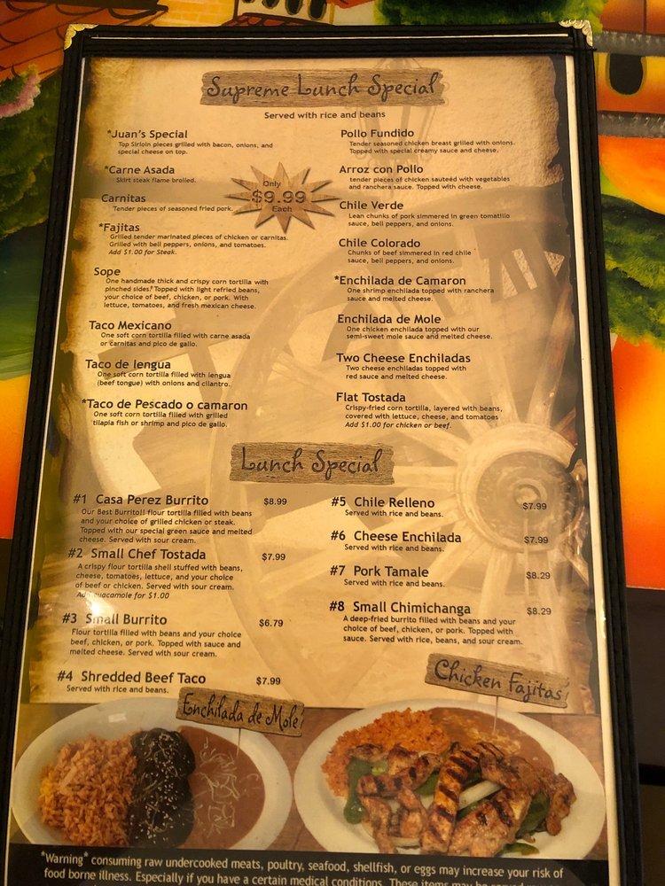 Menu at Casa Perez Prescott Valley restaurant, Prescott Valley, N ...