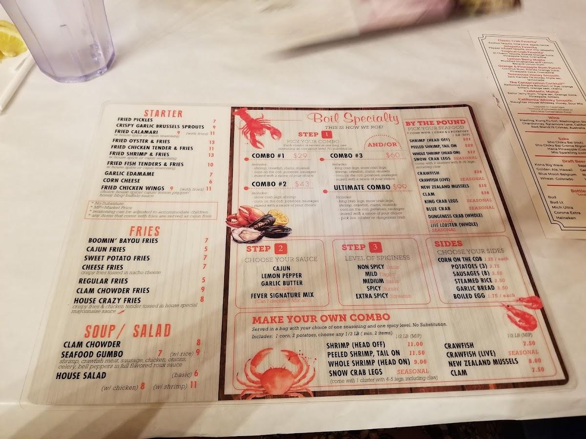 Menu at Crab Fever Nashville restaurant, Nashville