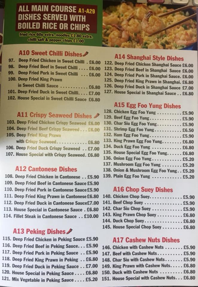 Menu at China Taste fast food, Peterlee