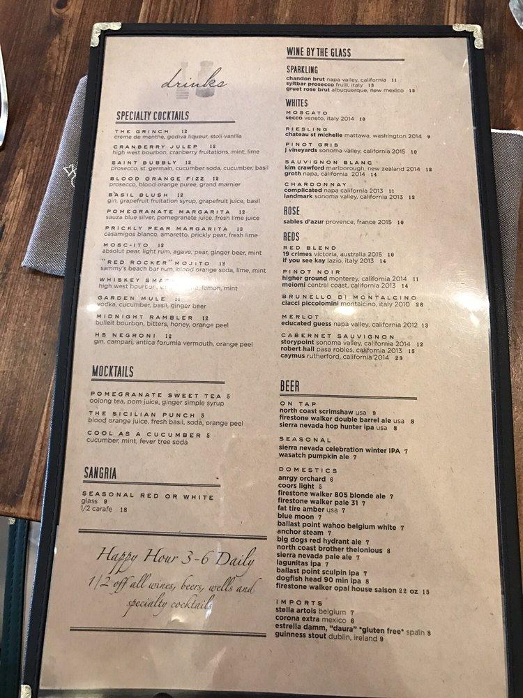 Menu at Honey Salt restaurant, Las Vegas