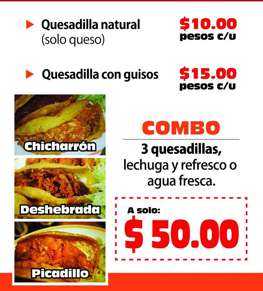 Menu at Enchiladas de la Huasteca restaurant, Monterrey