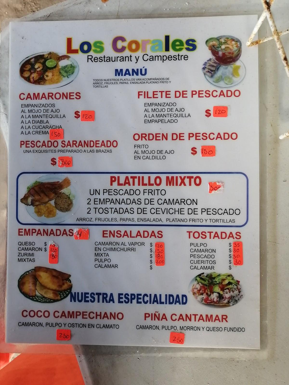 Menu at LOS CORALES restaurant, Matanchén