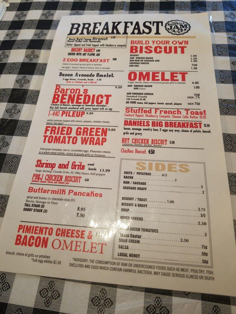 Menu at The Nashville Jam Co. BBQ, Nashville, Columbine Pl