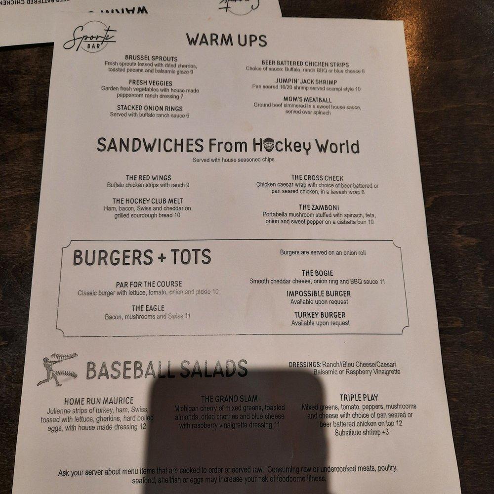 Menu at Sports Bar & Grill, Wyandotte