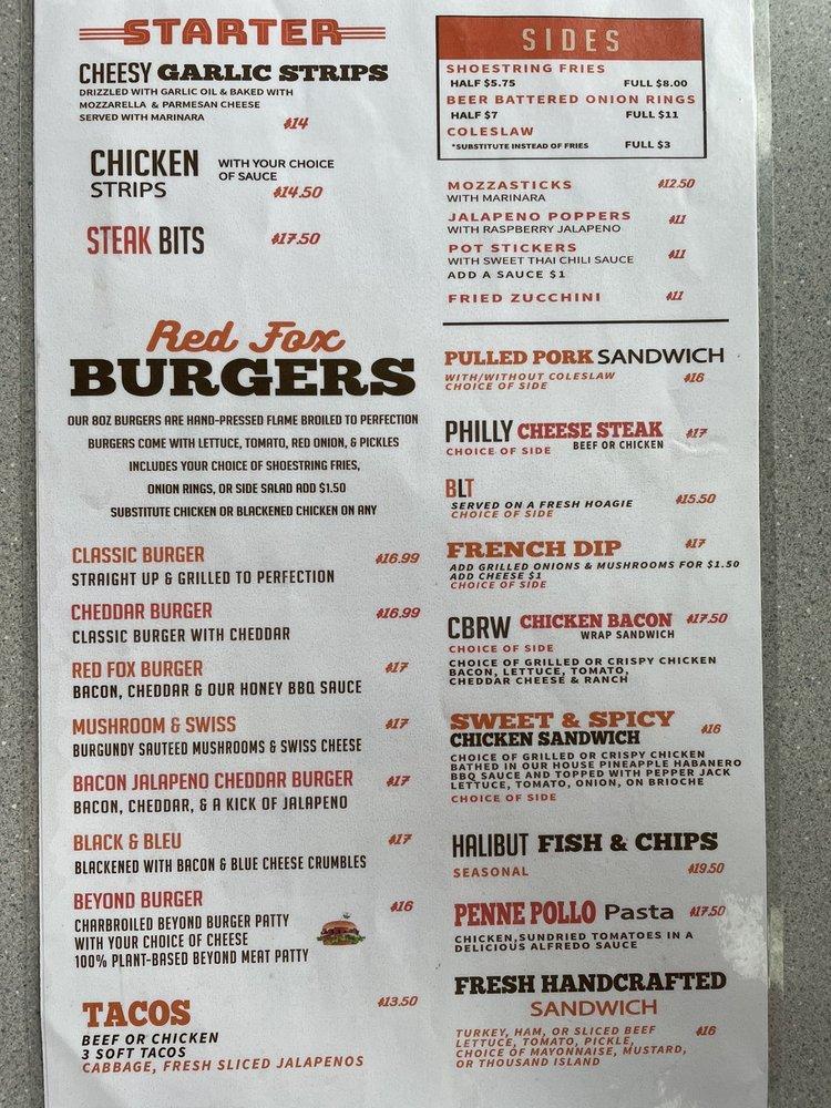 Menu at Red Fox Bar & Grill, Fairbanks