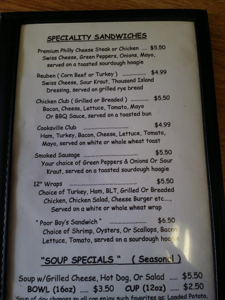 Menu at Cooksville Grill, LLC restaurant, Vale