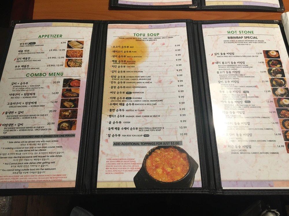 Menu at Tofu Kitchen restaurant, Johns Creek