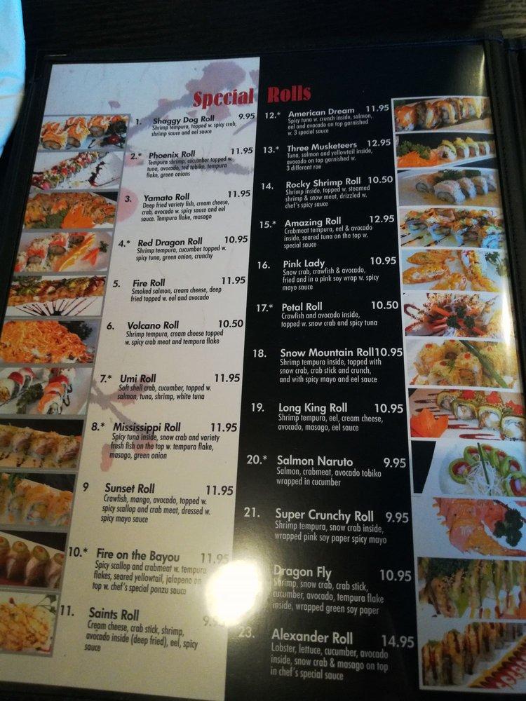 Menu at Yamato Steak House of Japan restaurant, Marianna