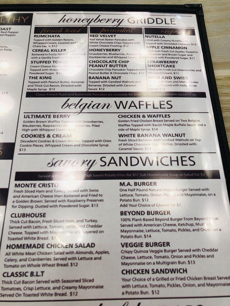 Menu at Honey Berry Pancakes and Cafe, Lombard