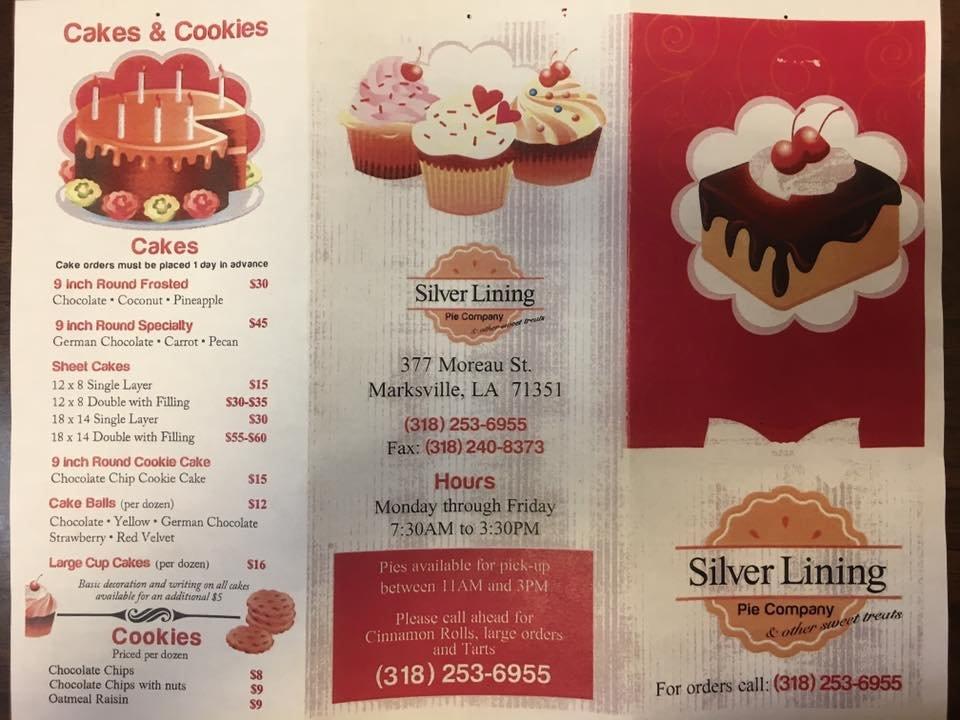 Menu at Silver Lining Pie Co, Marksville