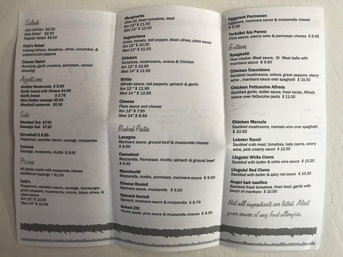 Menu at Delizi Pizza pizzeria, Sulphur