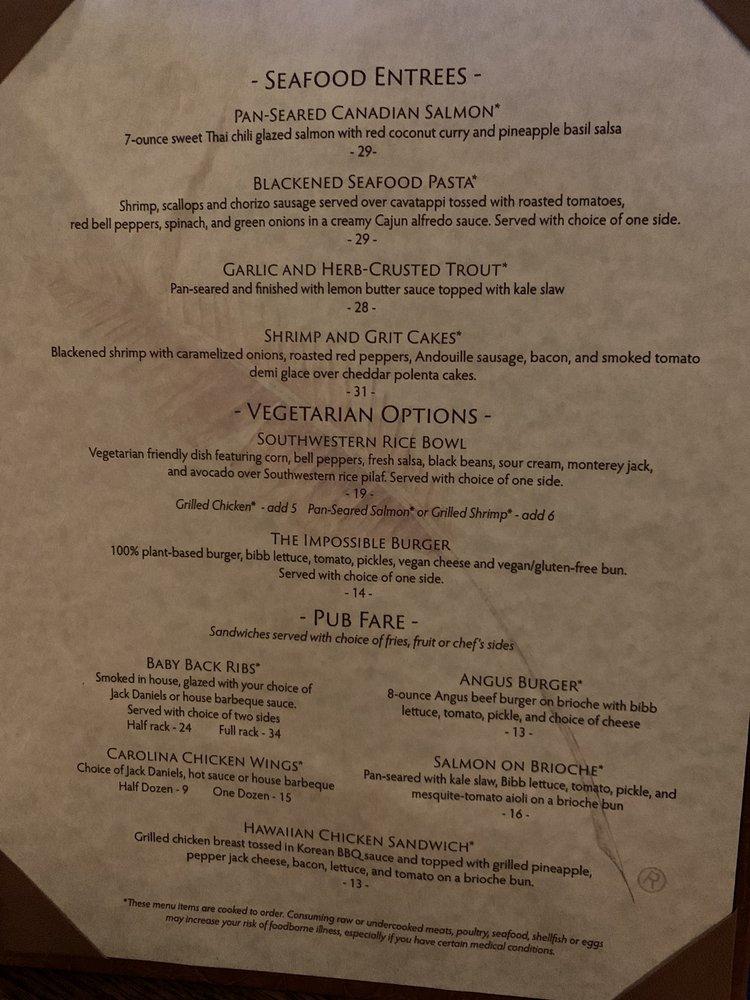 Menu at Timberlake's Restaurant and Headwaters Pub, Blowing Rock