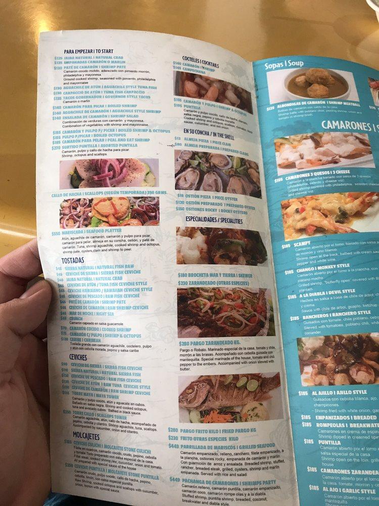 Carta de La Puntilla Restaurante de Mariscos, Mazatlán, Int. Muelle  Turístico s/n