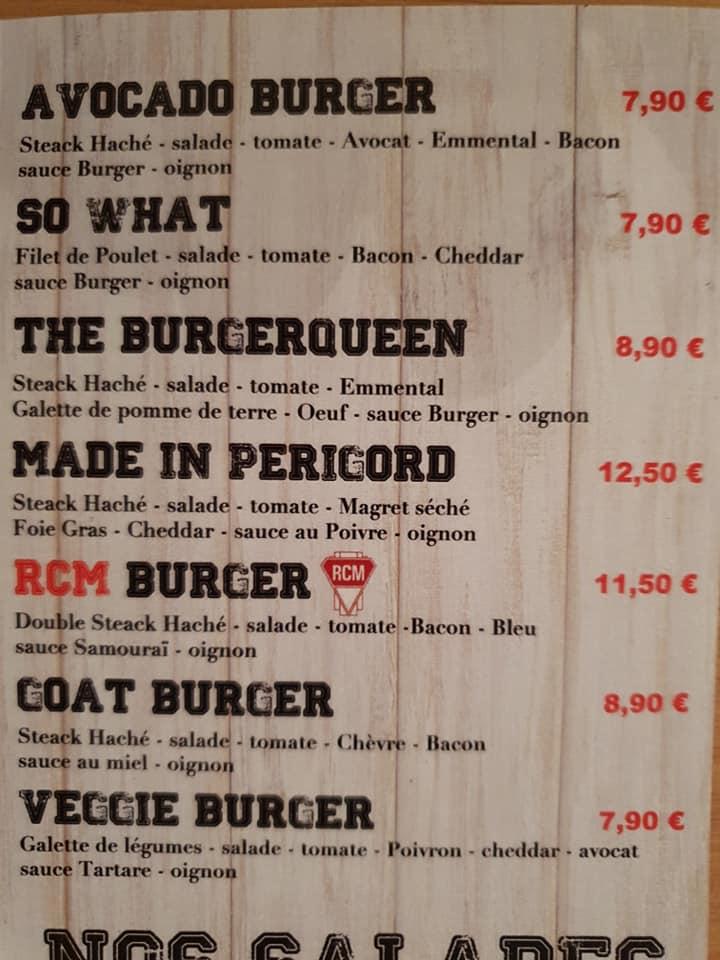 Menu at Burger Queen restaurant, Mussidan