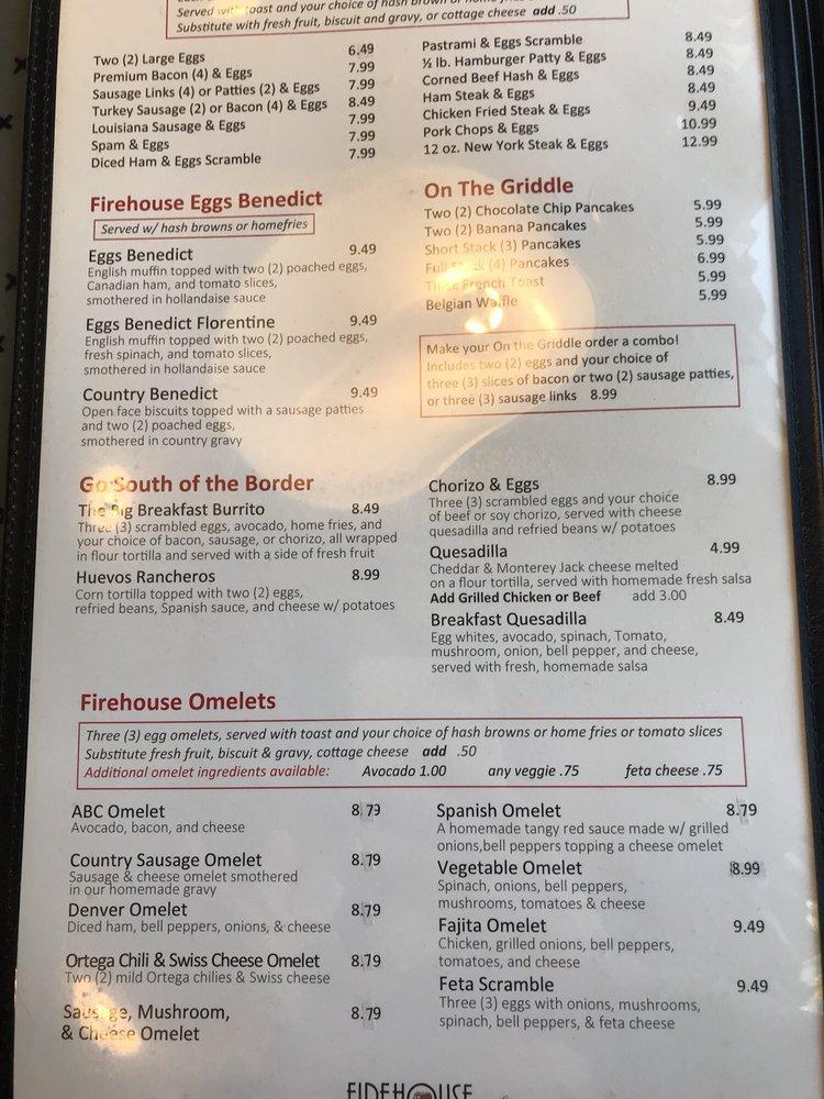 Menu at Firehouse Cafe, Los Alamitos