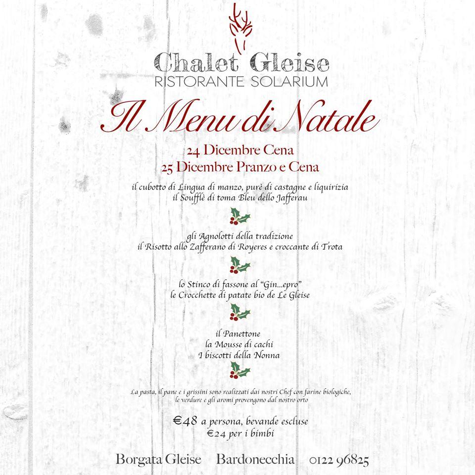Menu di Chalet Gleise Ristorante Solarium 
