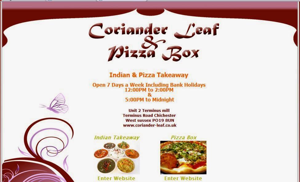 Menu at Coriander Leaf fast food, Chichester