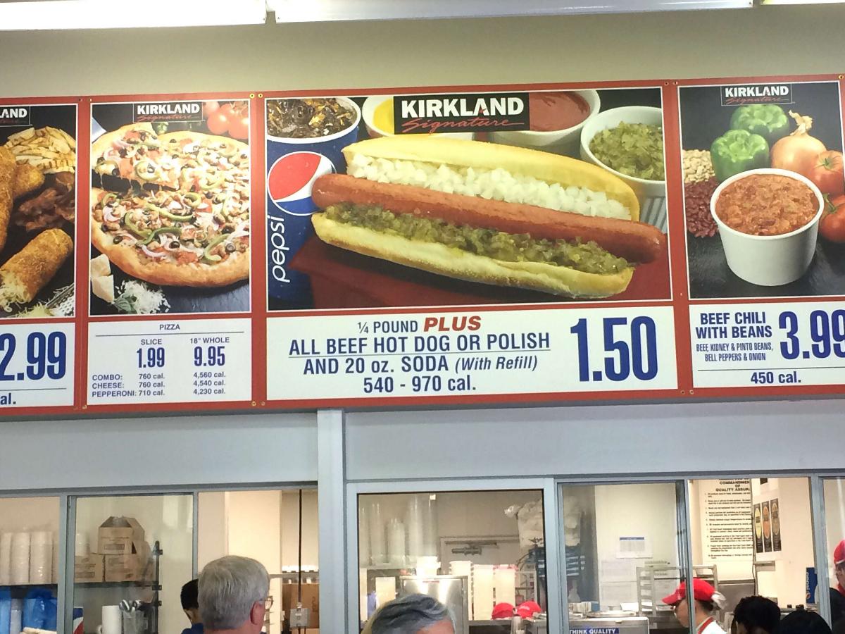 Menu at Costco Bakery, Kirkland