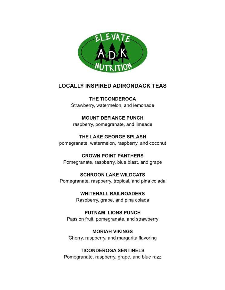 Menu at Elevate ADK Nutrition restaurant, Ticonderoga