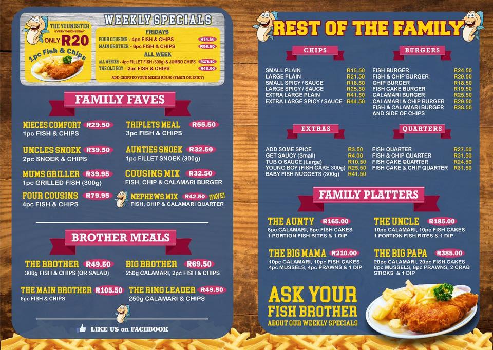 Menu at FOOD restaurant, Port Elizabeth