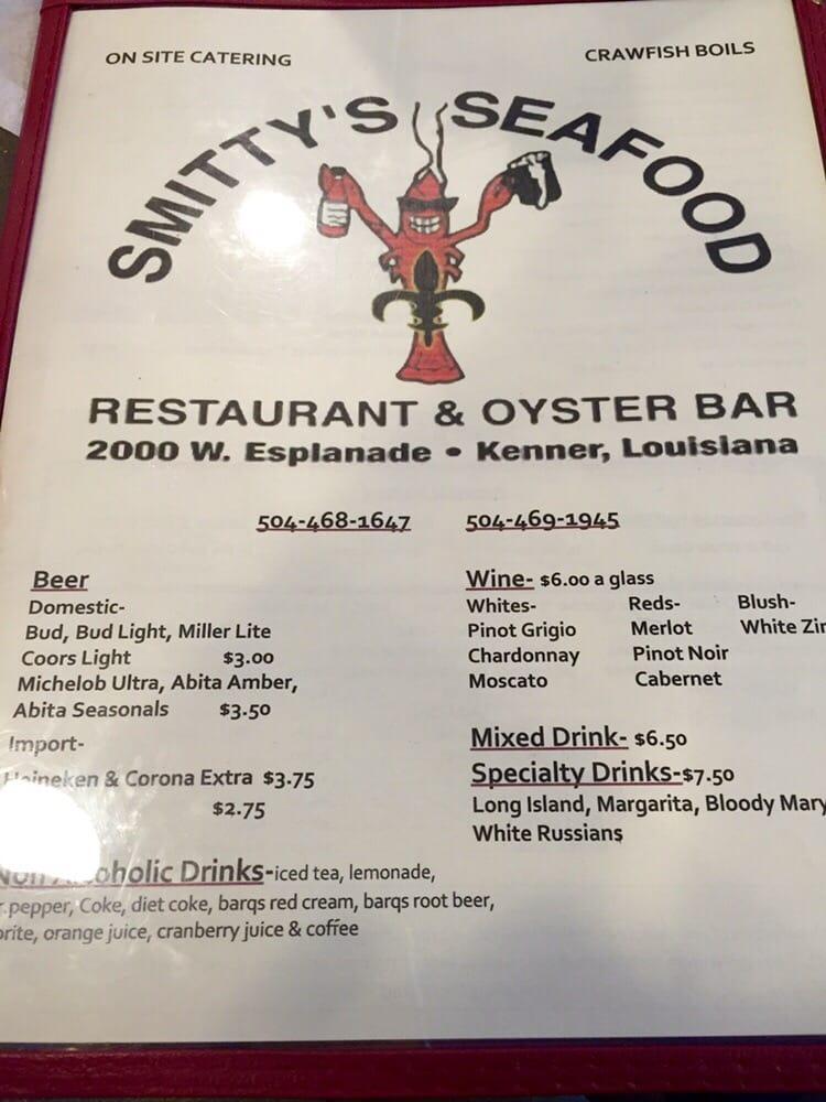 Menu at Smitty's Seafood restaurant, Kenner, W Esplanade Ave