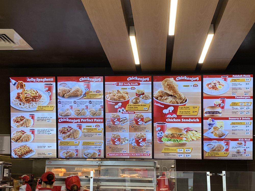 Menu at Jollibee fast food, Kapolei