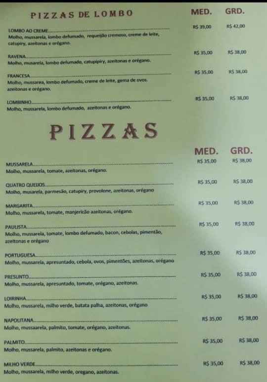 Máfia Pizzaria cardápio