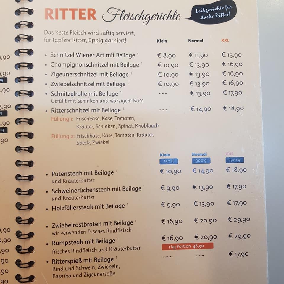 Speisekarte von Landgasthof Ritter XXL Restaurant und Landhotel ...