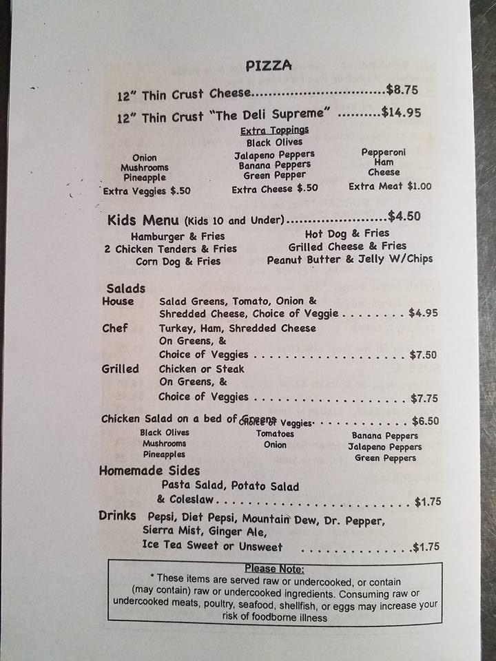 Menu At Oak Island Deli Pizzeria Oak Island 4633