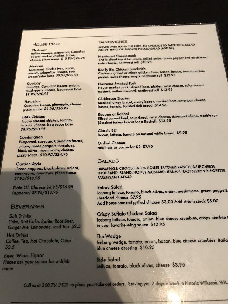 Menu at Pick & Shovel Saloon & Restaurant, Wilkeson