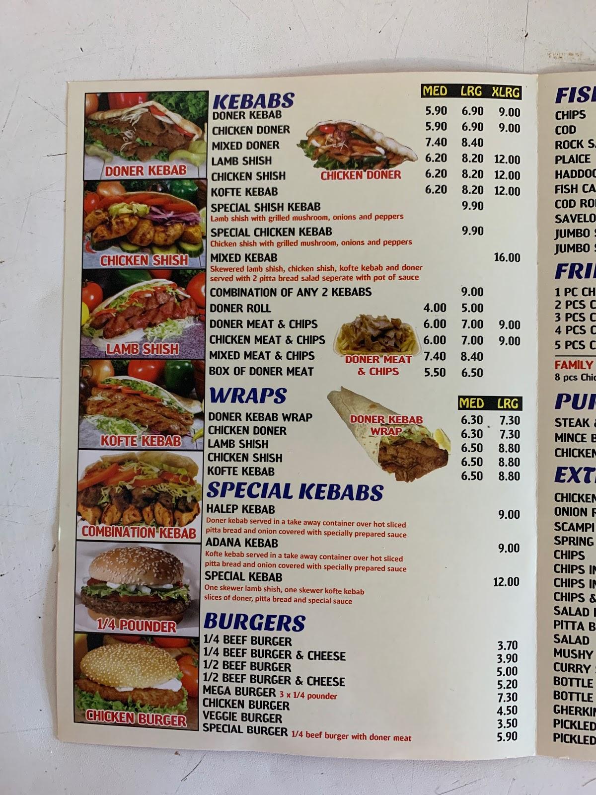 Menu at Village Kebab House Fish and Chips fast food, Gravesend