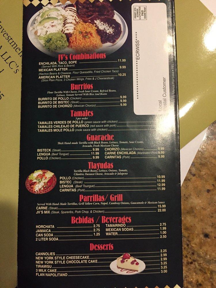 Menu at Jv's Pizza & Mexican Restaurant, Pleasantville