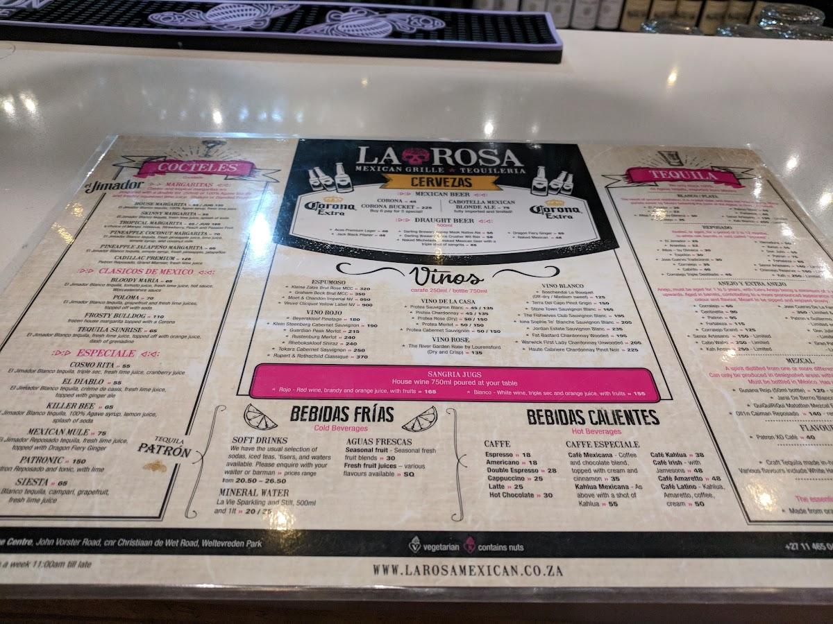 Menu at La Rosa Mexican Grille Montecasino restaurant, Randburg