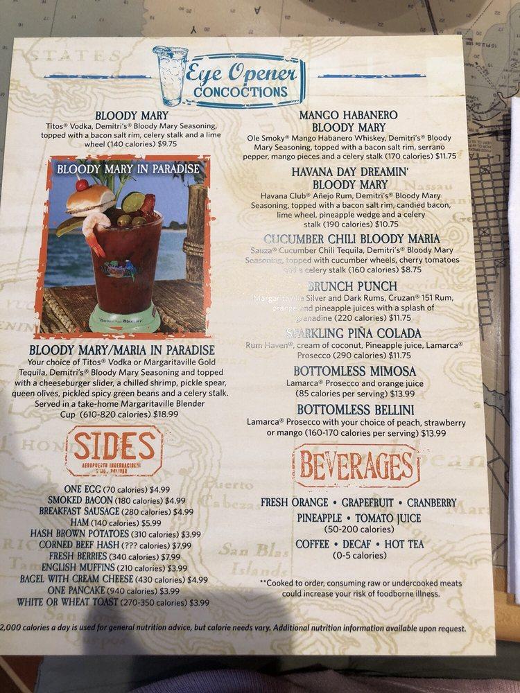 Menu at Margaritaville - Las Vegas pub & bar, Las Vegas, S Las Vegas Blvd