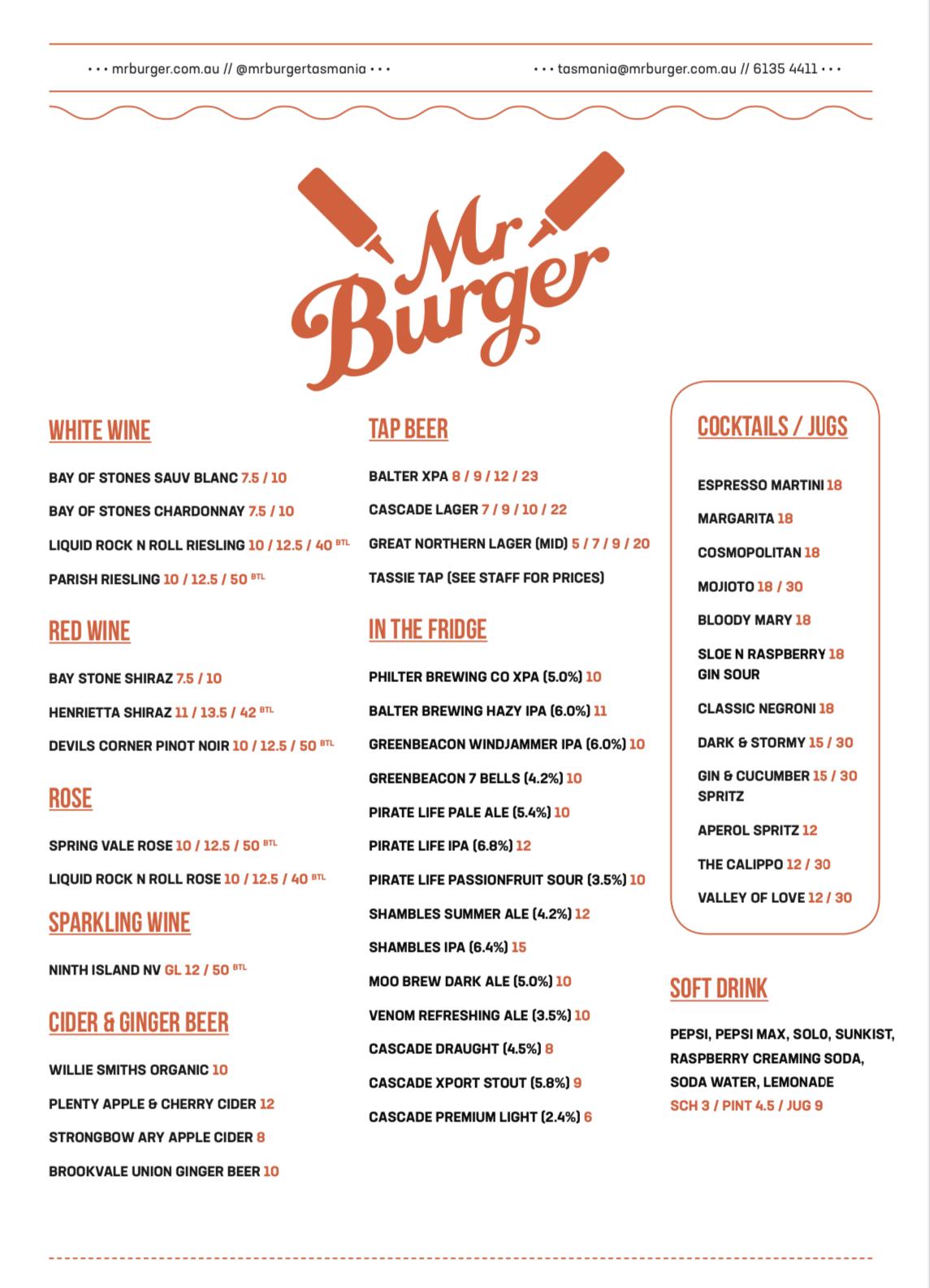 Menu At Mr Burger Rosny Restaurant Rosny Park 2514