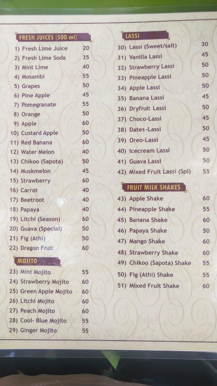 Menu at Cafè Cousi, Puducherry