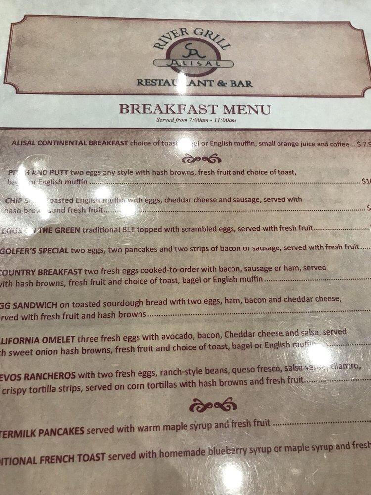 Menu at River Grill At the Alisal restaurant, Solvang