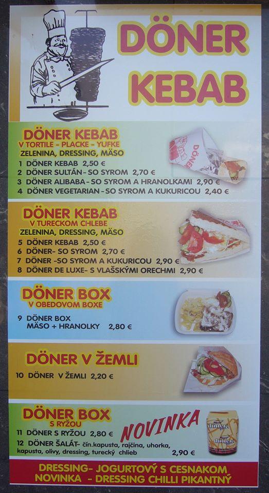 Menu at ALIBABA Döner Kebab restaurant Topoľčany