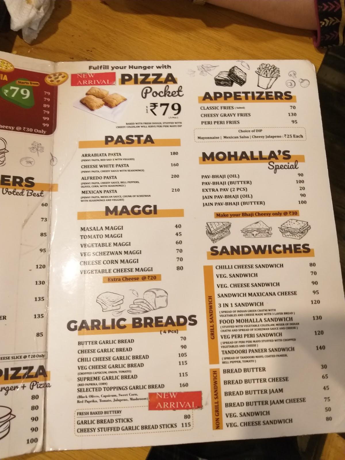 Menu at Food mohalla, Ratlam