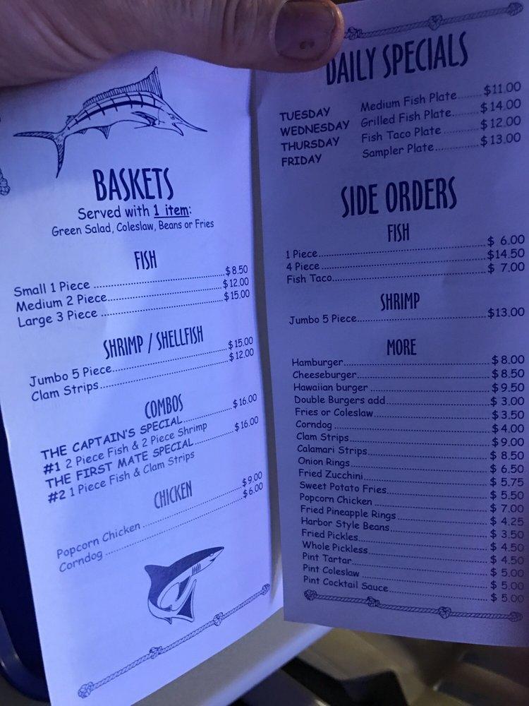 Menu at Oceanside Broiler steakhouse, Oceanside, N Harbor Dr N