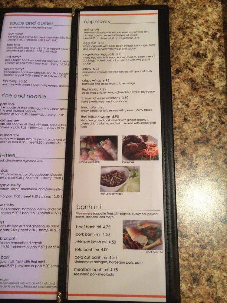 Menu at Banana Blossom restaurant, Minneapolis