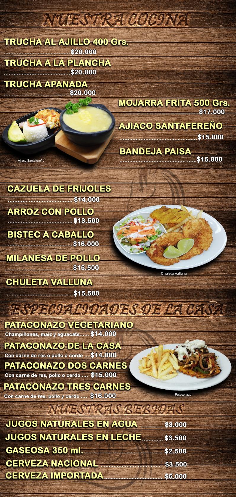 Menu at El Alazán Parrilla Restaurante, Bogotá