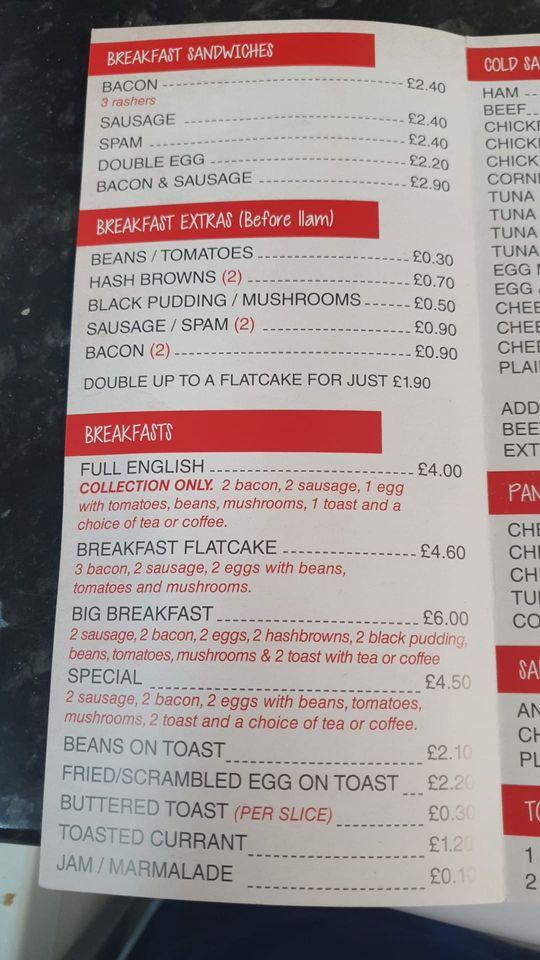 Menu at Sandwich Express fast food, Bradford, Unit 1 Drill Parade