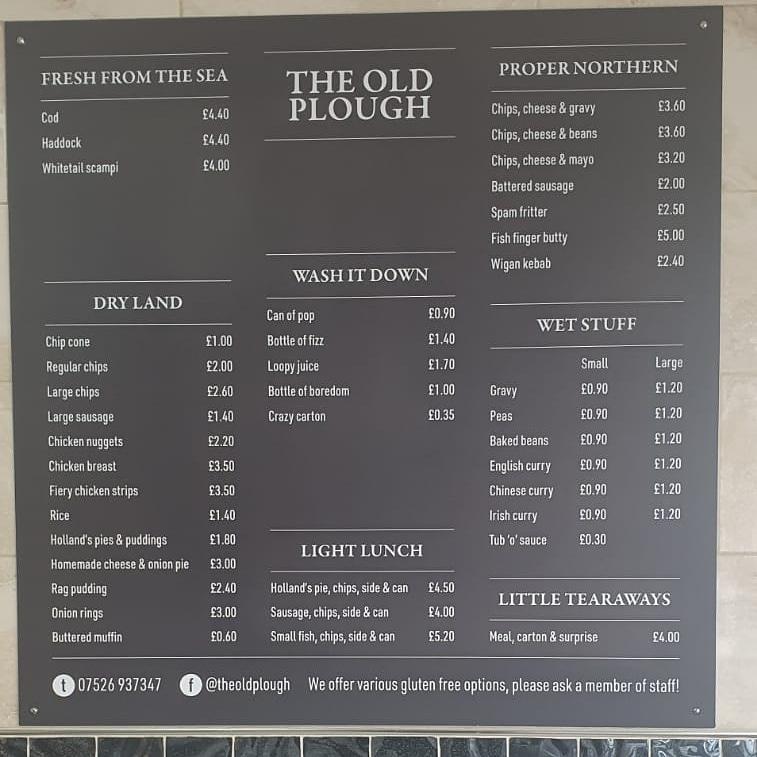 Menu At Old Plough Chippy Restaurant Oldham 