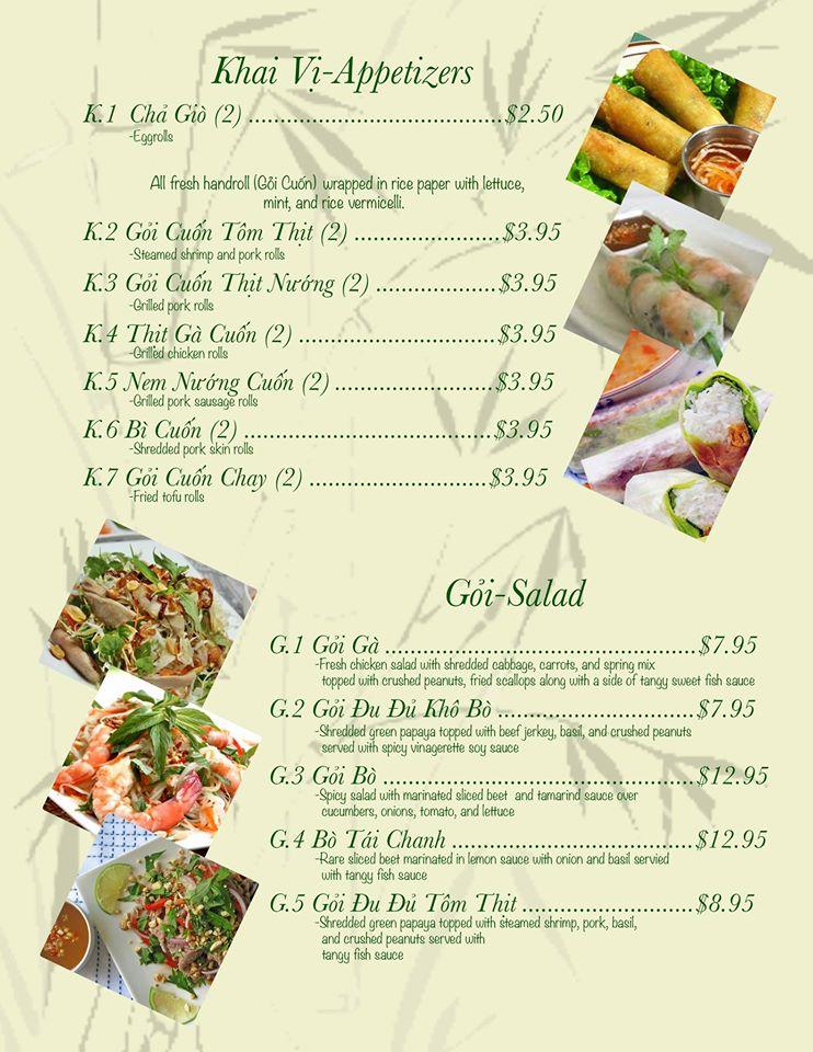 Menu at Saigon Garden restaurant, Winter Haven