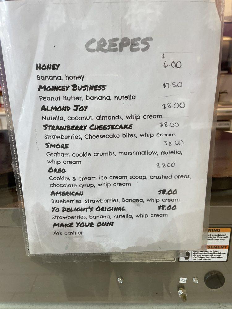 Menu at Yo Delight Frozen Yogurt desserts, Teaneck