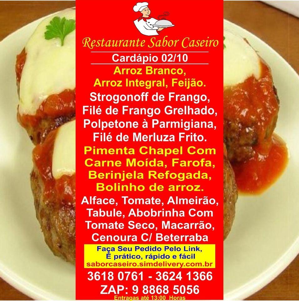 Restaurante Sabor Caseiro cardápio