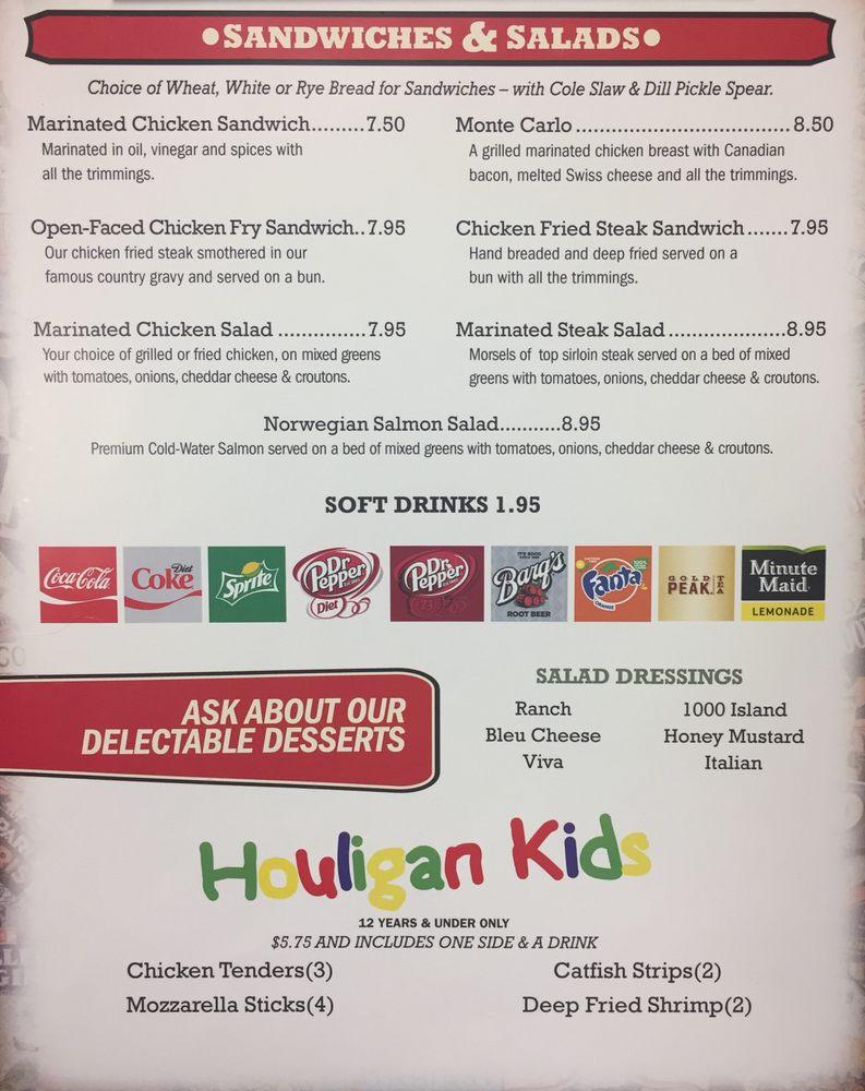 Menu at The Bros. Houligan restaurant, Tulsa, E 15th St